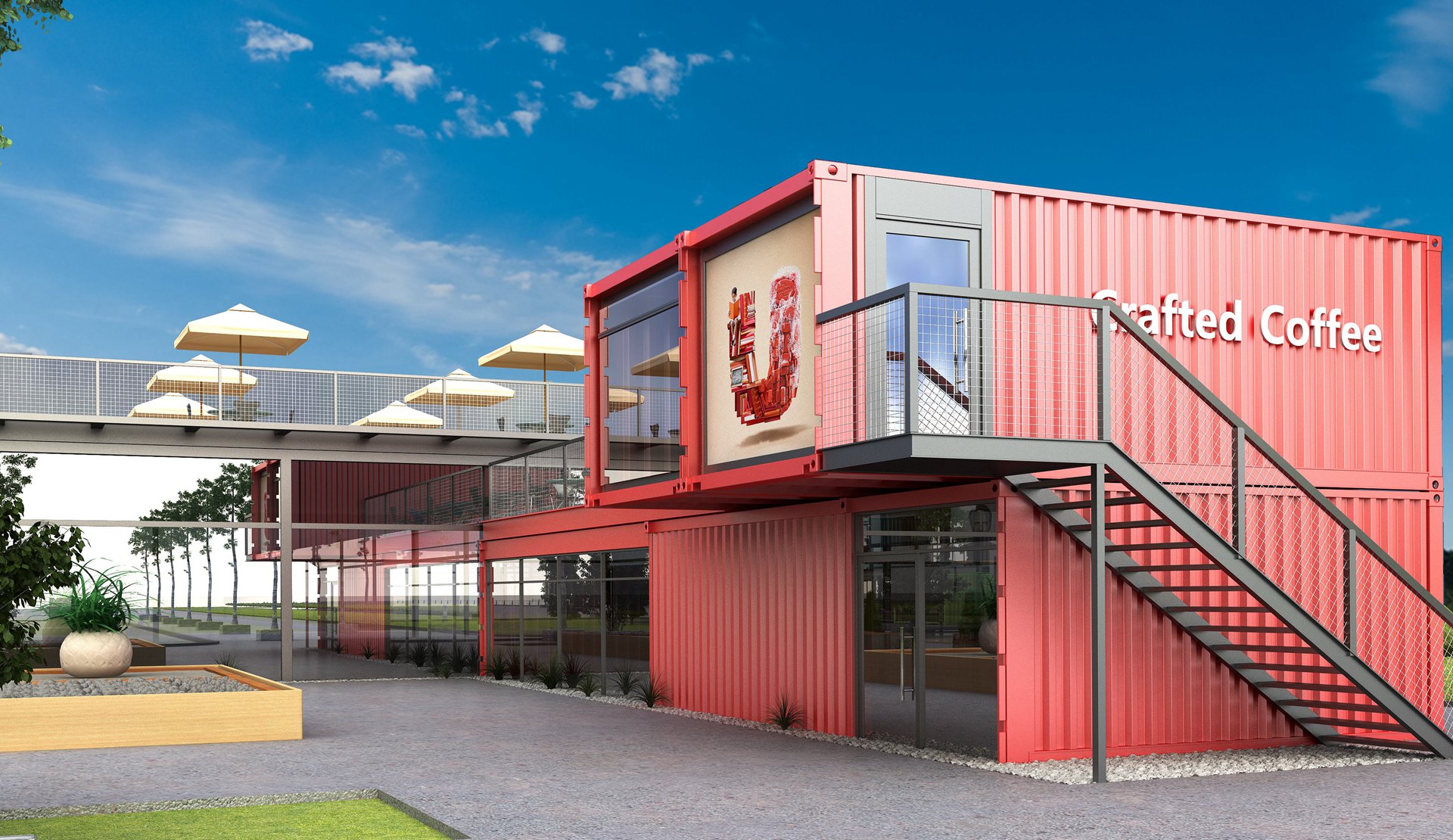 coffee house made from containers