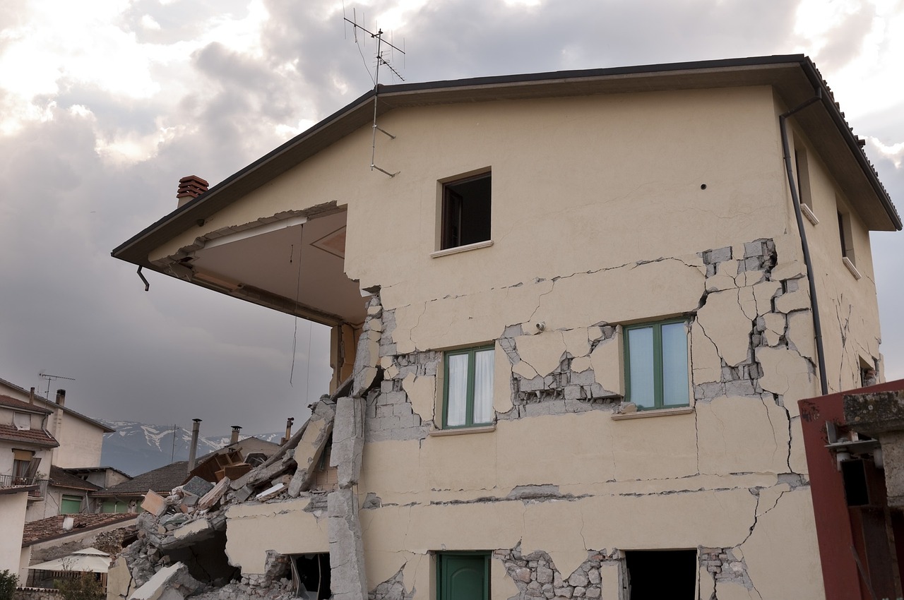 Buildings damaged in the earthquake